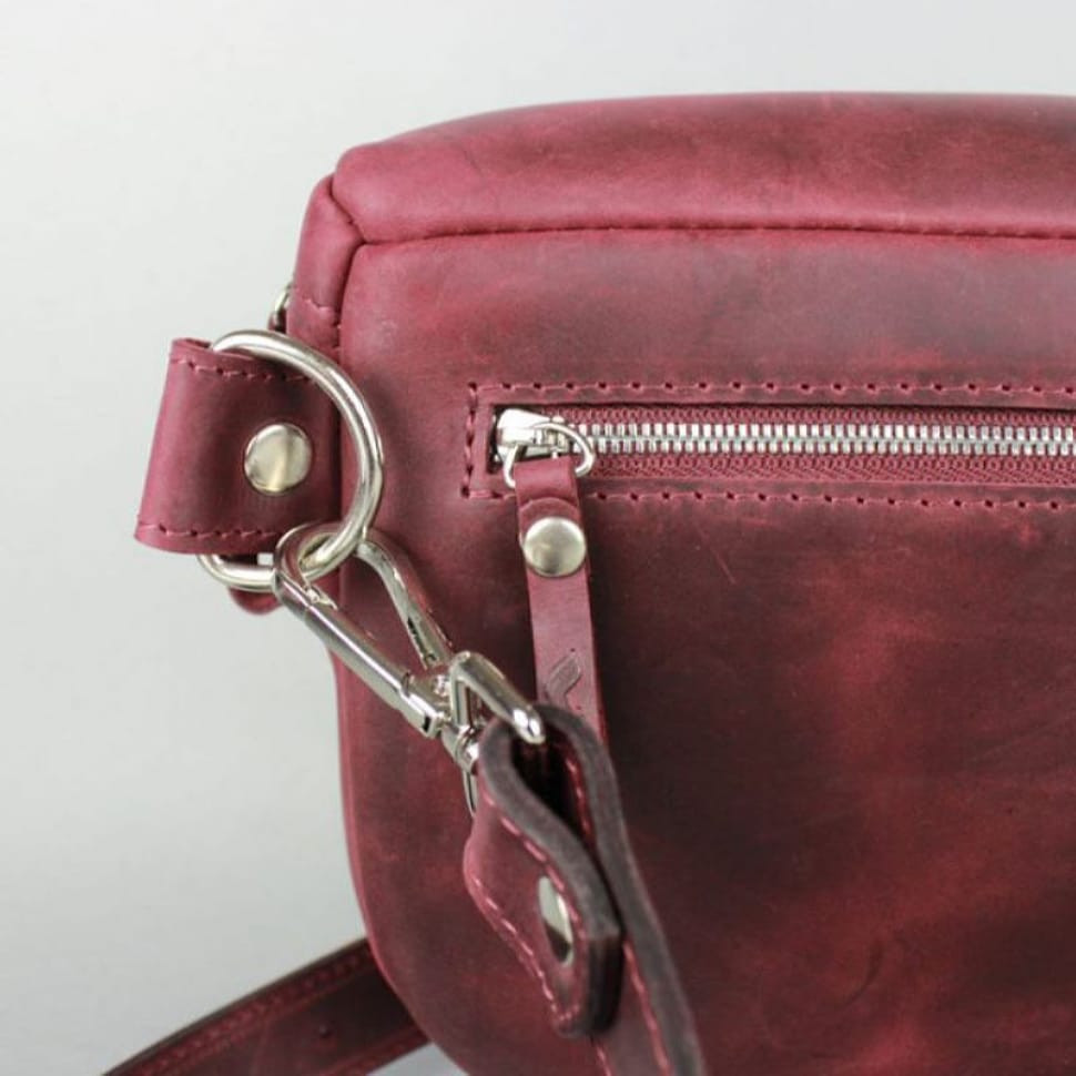 Кожаная сумка поясная-кроссбоди Vacation бордовая винтажная