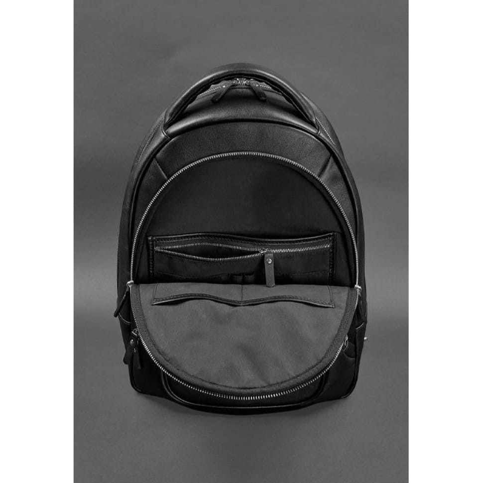 Шкіряний рюкзак чорний краст