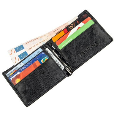 Компактный мужской кошелек с зажимом ST Leather 18837 Черный