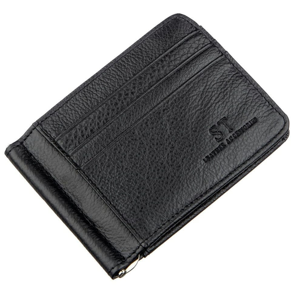 Мужской зажим с карманами для карточек ST Leather 18940 Черный
