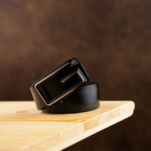 Чоловічий ремень з силуетом літери G Vintage 20287 Чорний