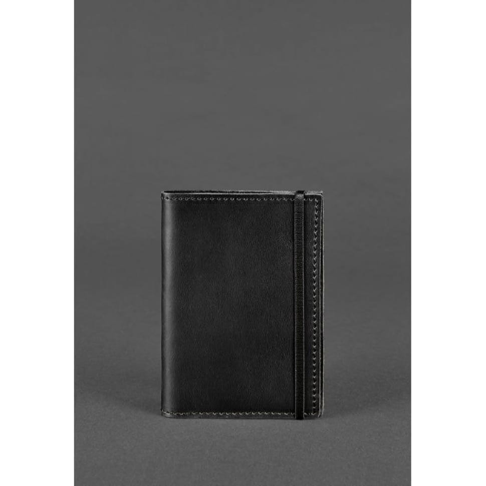 Шкіряна обкладинка для паспорта 1.0 чорна Crazy Horse