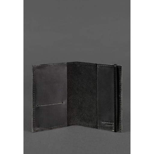 Шкіряна обкладинка для паспорта 1.0 чорна Crazy Horse