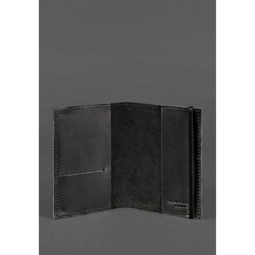 Шкіряна обкладинка для паспорта 1.0 чорна Crazy Horse