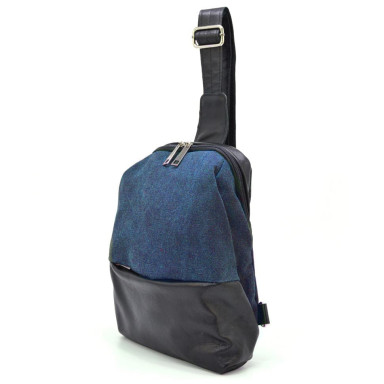 Mens sling chest bag made of leather and canvas TARWA GAk-1905-3md