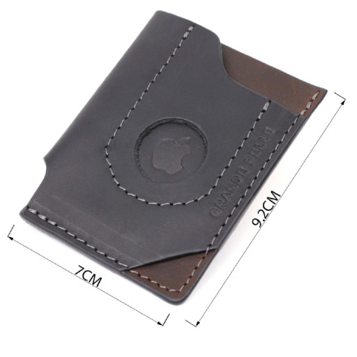 Цікавий картхолдер з утримувачем для Apple AirTag з натуральної шкіри GRANDE PELLE 11608 Чорний