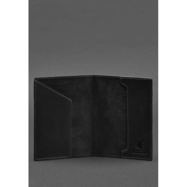 Leather passport cover with Polish coat of arms black Crazy Horse