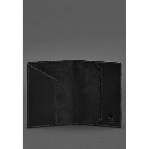 Шкіряна обкладинка для паспорта із польським гербом чорна Crazy Horse