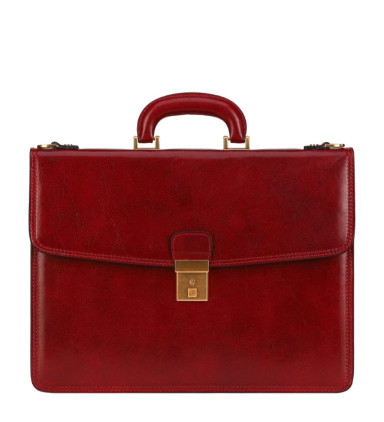 Womens Leather Briefcase - The Sound of the Mountain -  Red color -  Time Resistance 5216801W