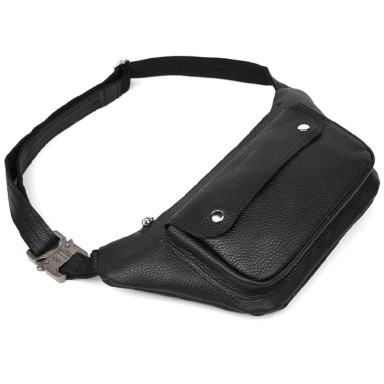 Leather fanny pack waist bag black flotar FA-8145-3md TARWA