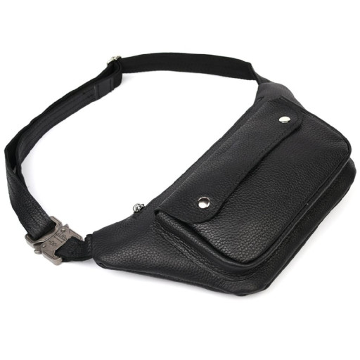 Шкіряна бананка напоясна сумка чорний флотар FA-8145-3md TARWA