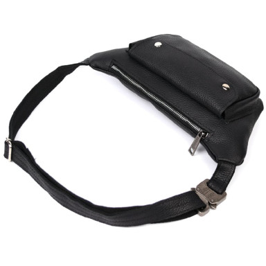 Leather fanny pack waist bag black flotar FA-8145-3md TARWA