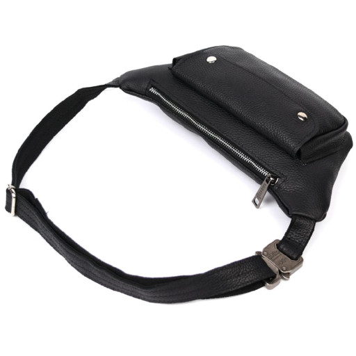 Шкіряна бананка напоясна сумка чорний флотар FA-8145-3md TARWA