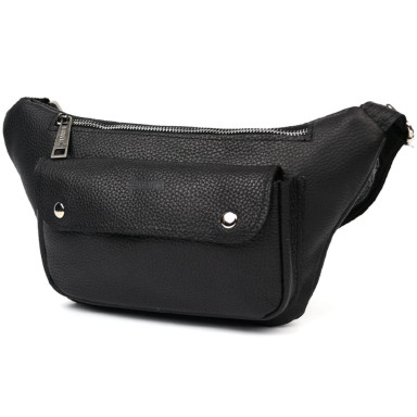 Leather fanny pack waist bag black flotar FA-8145-3md TARWA