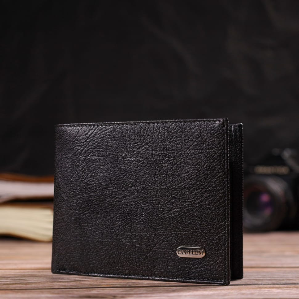 Гаманець для чоловіків без застібки з натуральної шкіри CANPELLINI 21764 Чорний