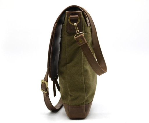 Чоловіча сумка через плече, комбінація шкіри і парусини 