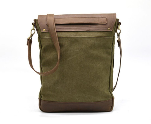 Чоловіча сумка через плече, комбінація шкіри і парусини 