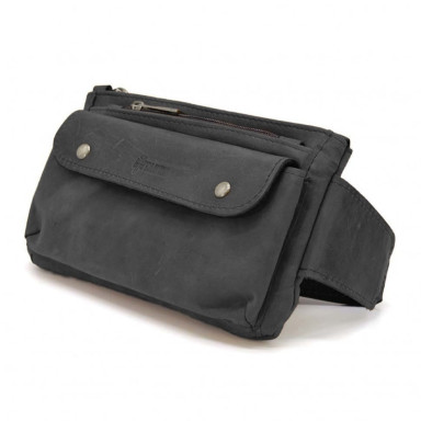 Leather belt bag, banana RA-8136-3md TARWA black crazy