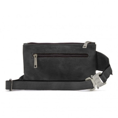 Leather belt bag, banana RA-8136-3md TARWA black crazy