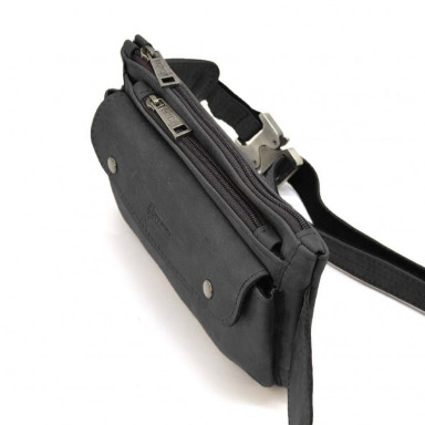 Leather belt bag, banana RA-8136-3md TARWA black crazy