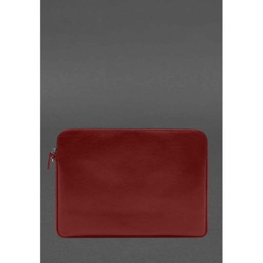 Шкіряний чохол для ноутбука на блискавці з кишенею та хлястиком на руку Червоний