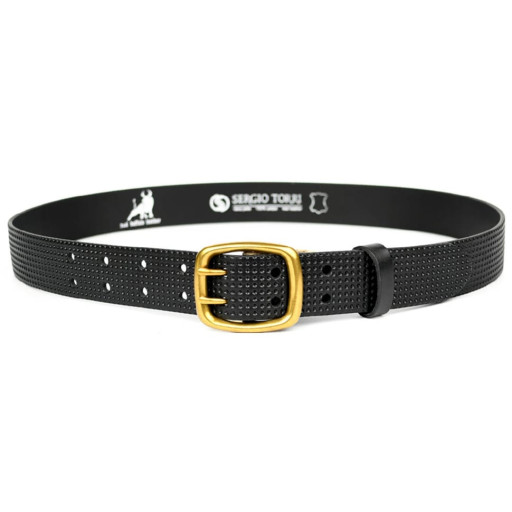 Шкіряний ремень широкий з тисненням перфорація 40мм st044671