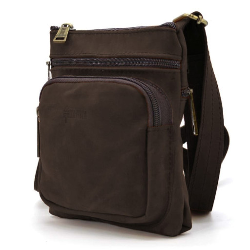Сумка чоловіча через плече шкіряна crazy horse TARWA Коричневий (RС-1342-2-3md)  