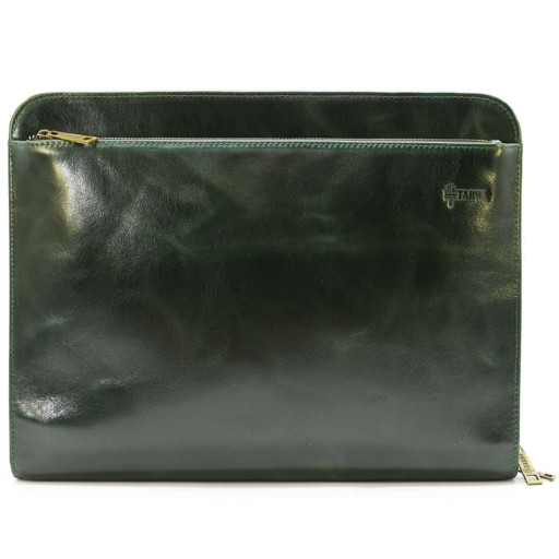 Папка A4 шкіряна з наплечним ременем для документів GE-2142-4lx TARWA зелена