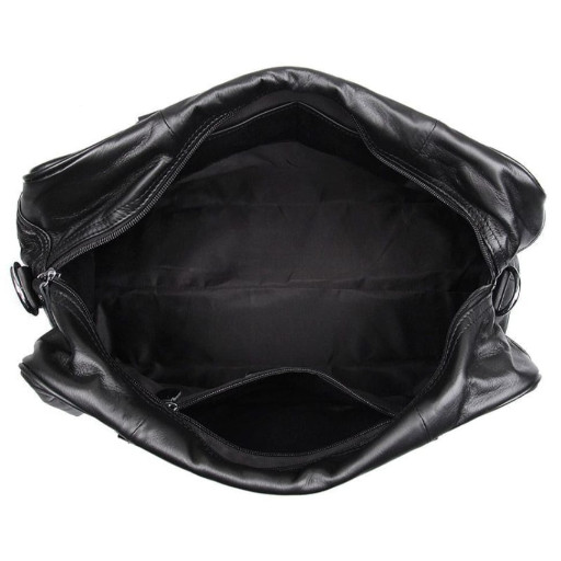 Шкіряна стильна дорожня сумка, чорна 7190A John McDee