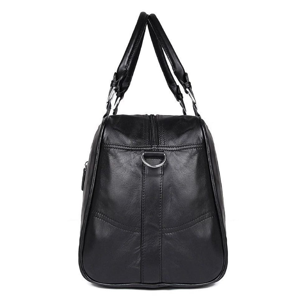 Шкіряна стильна дорожня сумка, чорна 7190A John McDee