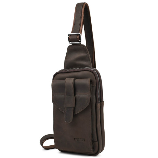 Чоловічий шкіряний слінг на два відділення Limary Lim-418RC крейзі хорс