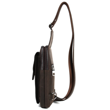 Mens leather sling with two compartments Limary Lim-418RC crazy horse