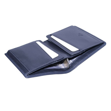 Leather wallet Newcontatto 3603 navy blue