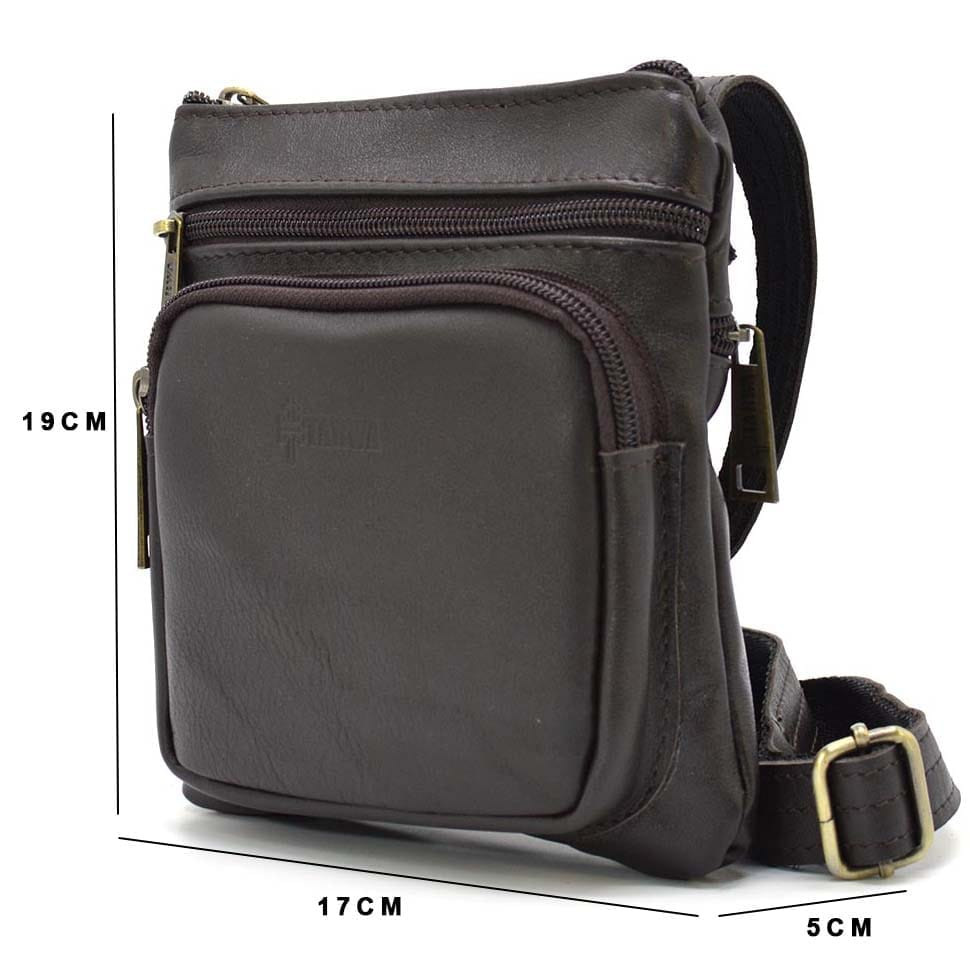 Mens leather shoulder bag TARWA GC-1342-2-3md brown