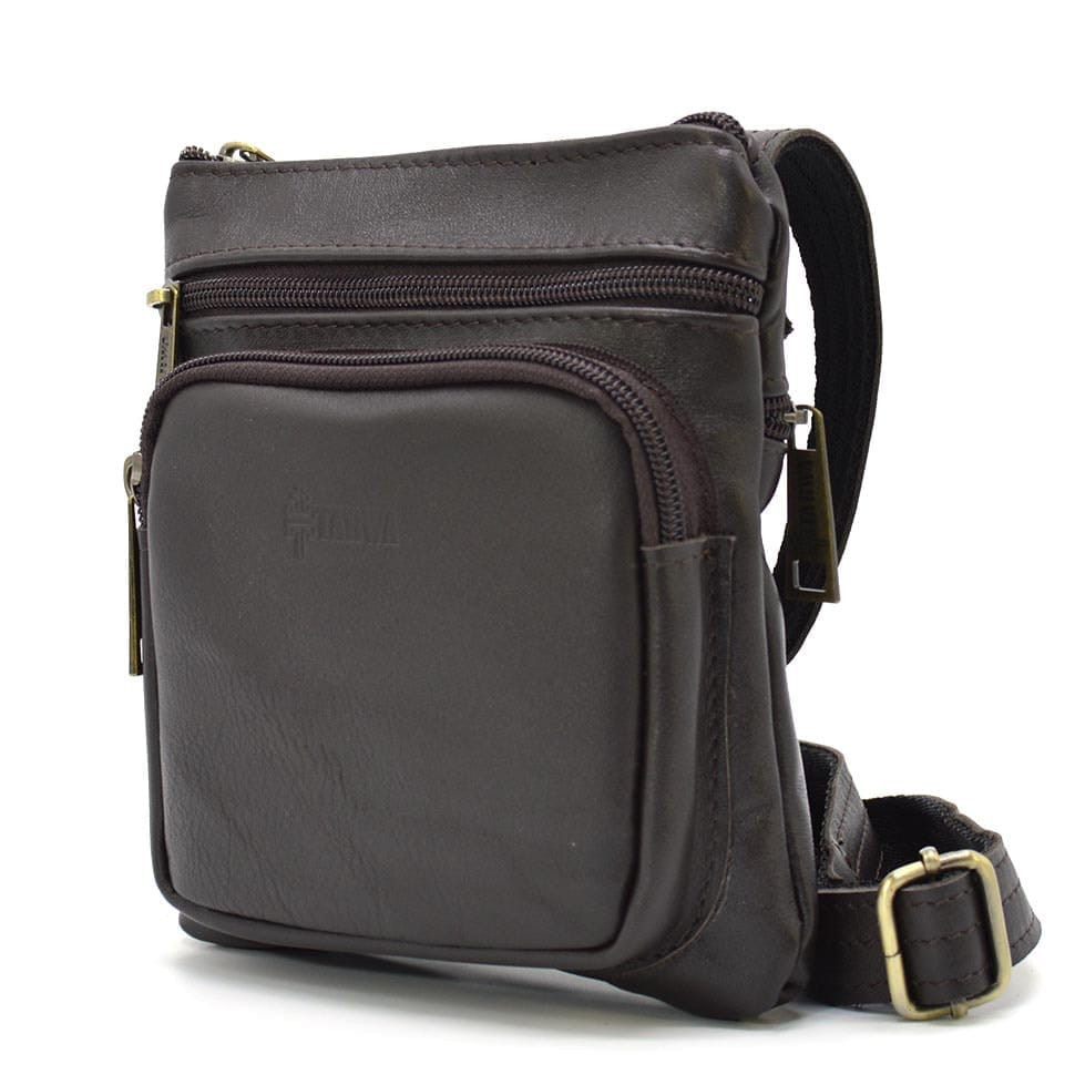 Mens leather shoulder bag TARWA GC-1342-2-3md brown