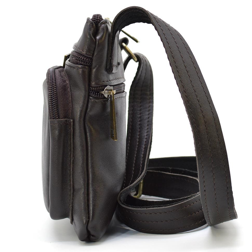 Mens leather shoulder bag TARWA GC-1342-2-3md brown