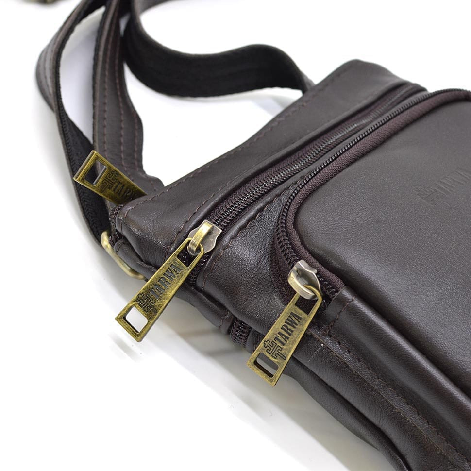 Mens leather shoulder bag TARWA GC-1342-2-3md brown