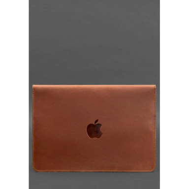 Кожаный чехол-конверт на магнитах для MacBook 15 дюйм Светло-коричневый Crazy Horse
