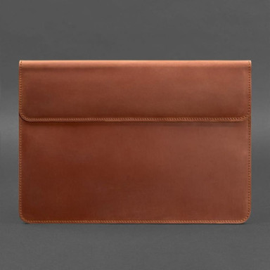 Кожаный чехол-конверт на магнитах для MacBook 15 дюйм Светло-коричневый Crazy Horse