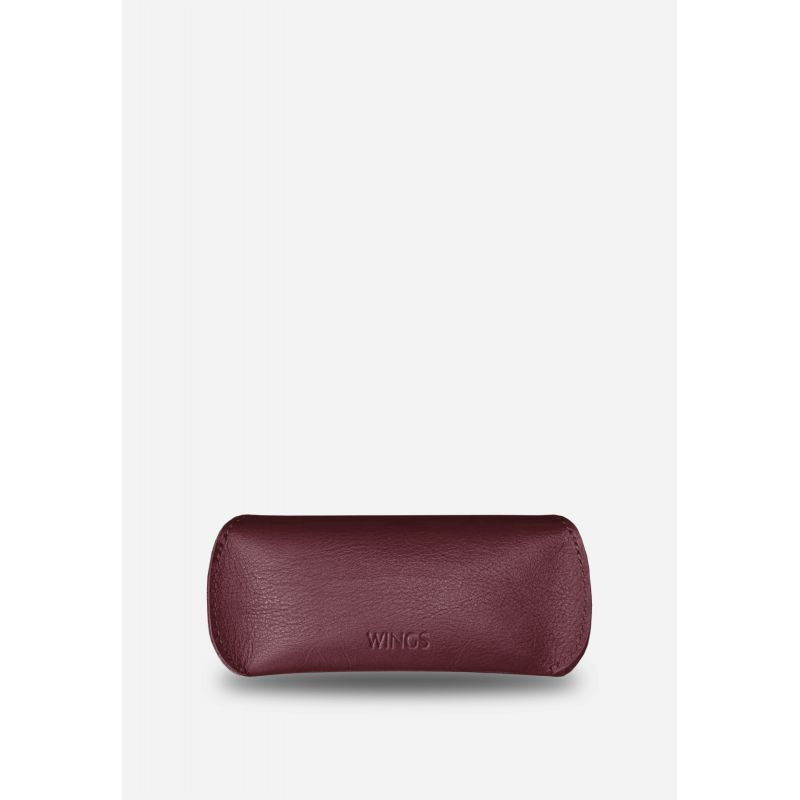 Шкіряний чохол для окулярів з клапаном на магніті Wings Бордовий
