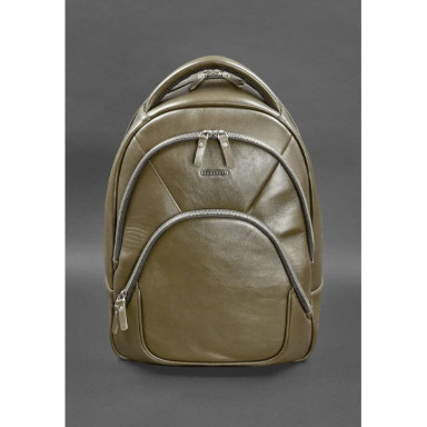 Leather backpack olive crust
