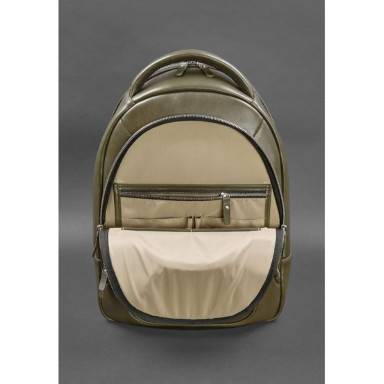 Leather backpack olive crust