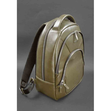 Leather backpack olive crust
