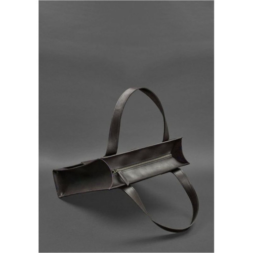 Шкіряна жіноча сумка шоппер Бетсі з кишенею темно-коричнева Краст