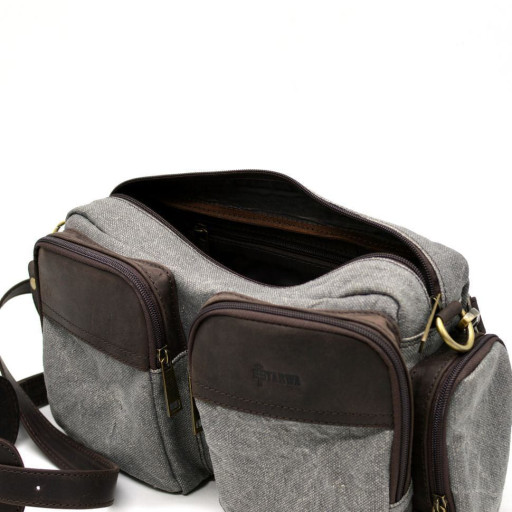 Сумка чоловіча через плече, мікс тканини канвас і шкіри RG-3941-4lx TARWA