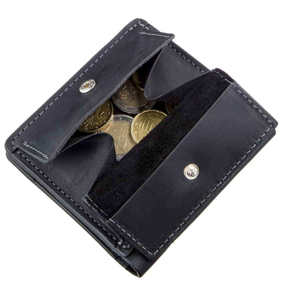 Оригінальна портмоне унісекс з накладної монетницьою GRANDE PELLE 11222 Чорне