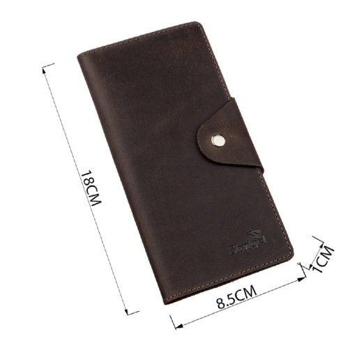 Гаманець вертикальний з вінтажній шкіри на кнопках SHVIGEL 16180 Коричневий