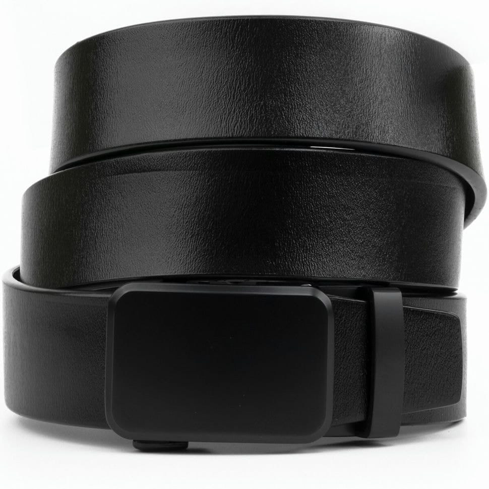 Чоловічий ремень з затемненим матовим металом Vintage 20270 Чорний