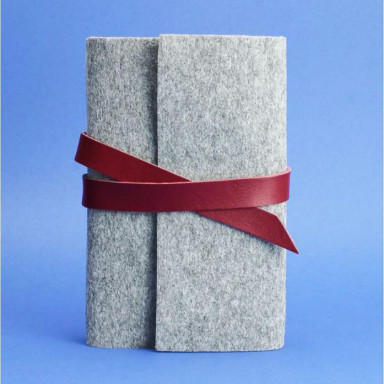 Felt women's notebook (Soft-beech) 1.0 Felt with burgundy leather inserts