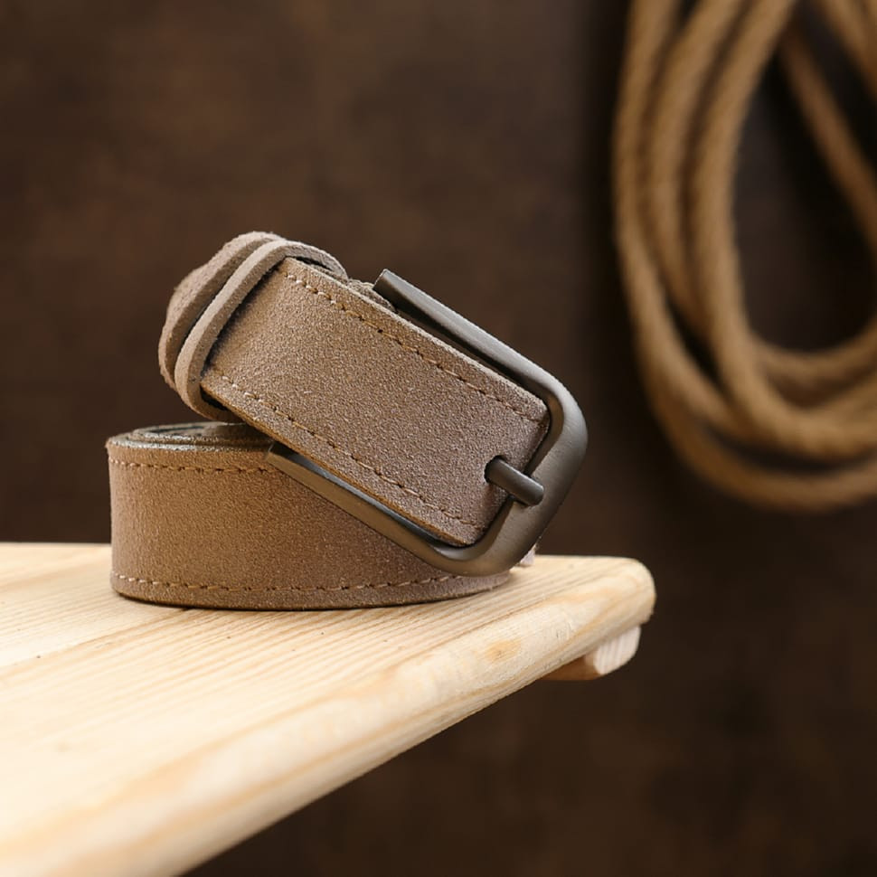 Замшевий ремінь для жінок Vintage 20780 Сірий